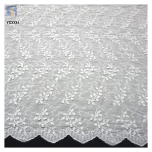 YX333 High Quality Wavy Lace Floral Embroidery Water Soluble 100% Cotton Voile Lace Fabric - 100% Cotton, 200 gsm, Lace...