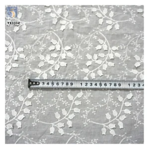 YX333 High Quality Wavy Lace Floral Embroidery Water Soluble 100% Cotton Voile Lace Fabric - 100% Cotton, 200 gsm, Lace...