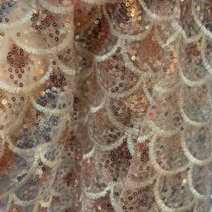 YX337 New Double-Layer Sequined Fabric Fishtail Mermaid Net Sequined Fantasy Fish Scale Fabric for Dress - Polyester /...