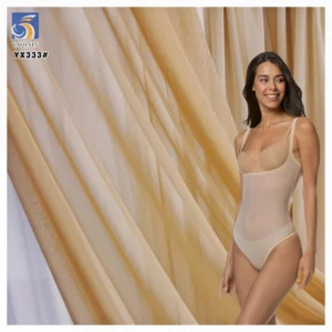 YX442-1 Ready-Made Nude Skin Color Spandex Elastic Tulle Fabric 4 Way Stretch Power Net Mesh Fabric for Lingerie - Spandex...