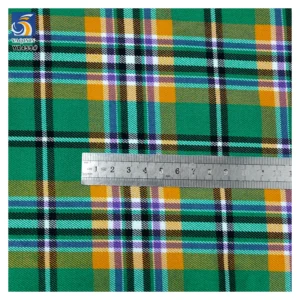 YX459 High Quality 210gsm Stretch Plaid African School Uniform Fabric Polyester Spandex Yarn Dyed Checked Fabric - Spandex...