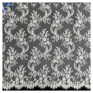 YX466 High Quality White Eyelash French Lace Fabric for Bridal 1.5m*3m - 100% Polyester, 280 G, 152 CM, Lace Fabric, Knitted...