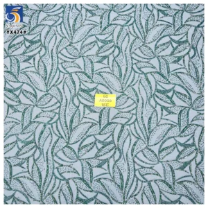 YX474 Green Leaf Latest Design Dress Wedding Tulle Polyester Diamond Glitter Sparkle Tulle Fabric Mint Green Lace Fabric...