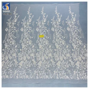 YX478 High-End Quality Wedding Dress Fabric Sparkling Silver Glitter Dust Tulle Fabric for Bridal Veil - 100% Polyester, 150...
