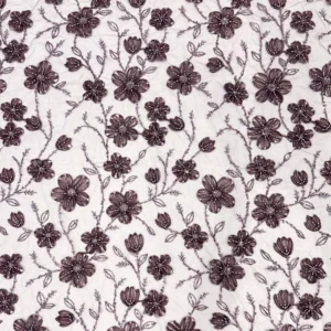 YX493 New Arrivals Hot Selling Polyester Tulle Angola Red Mesh Lace Fabric With Flowers and Beaded - Polyester / Metallic...