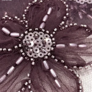 YX493 New Arrivals Hot Selling Polyester Tulle Angola Red Mesh Lace Fabric With Flowers and Beaded - Polyester / Metallic...