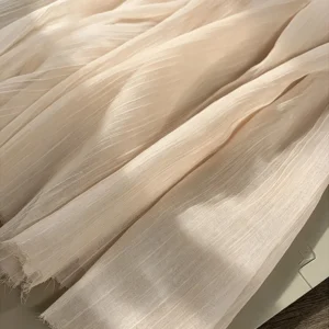 YX495 Arabic Headdress Scarf Silk Chiffon Wrinkle Fabric 42gsm White Polyester French Wrinkled Crepe Silk Chiffon Fabric...