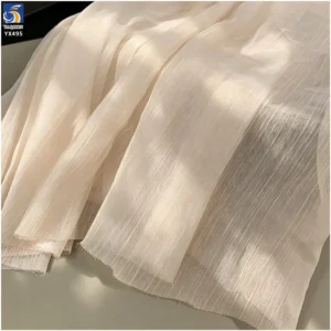 YX495 Arabic Headdress Scarf Silk Chiffon Wrinkle Fabric 42gsm White Polyester French Wrinkled Crepe Silk Chiffon Fabric...