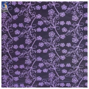 YX509 Chinese Designer 2025 Florals Soft Dark Purple Tulle Fabric for Catwalk Clothing Mesh Embroidery Fabric - 100%...