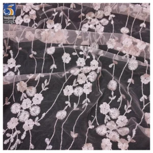 YX512 Support Customized Other Colors Light Pink Polyester Floral Tulle Fabric Embroidered for Dance Skirt - 100% Polyester...