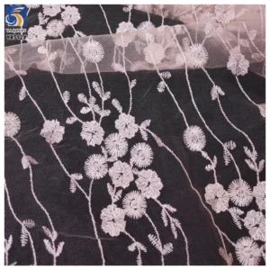 YX512 Support Customized Other Colors Light Pink Polyester Floral Tulle Fabric Embroidered for Dance Skirt - 100% Polyester...