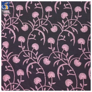 YX515 Cute Pink Floral Embroidered Girl Net Fabric 2025 Customized Polyester Mesh Fabric Embroidery - 100% Polyester, 100...