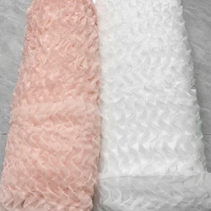 YX539 2025 New Design White 100 Polyester 3D Wave Embroidery Tulle Net Mesh Fabric for Children's Wear - 100% Polyester, 100...