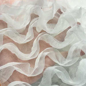 YX539 2025 New Design White 100 Polyester 3D Wave Embroidery Tulle Net Mesh Fabric for Children's Wear - 100% Polyester, 100...