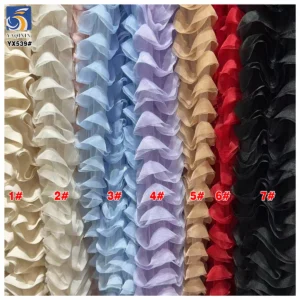 YX539 2025 New Design White 100 Polyester 3D Wave Embroidery Tulle Net Mesh Fabric for Children's Wear - 100% Polyester, 100...
