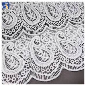YX541 White Lace Polyester Embroidery Fabric Milk Silk Laser Embroidery White Fabric for Fashion Dresses - 100% Polyester...
