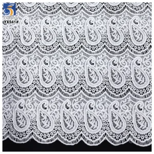 YX541 White Lace Polyester Embroidery Fabric Milk Silk Laser Embroidery White Fabric for Fashion Dresses - 100% Polyester...