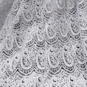 YX541 White Lace Polyester Embroidery Fabric Milk Silk Laser Embroidery White Fabric for Fashion Dresses - 100% Polyester...