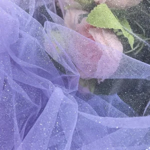 YX542 Pink Silver Glitter Sparkle Tulle Fabric Sheer Mesh for Girls Tutu Dress Wedding Veil Party Decoration - 100%...