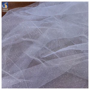 YX542 Pink Silver Glitter Sparkle Tulle Fabric Sheer Mesh for Girls Tutu Dress Wedding Veil Party Decoration - 100%...