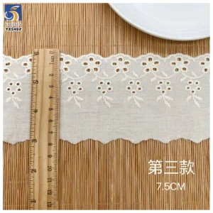 YX549 New Arrivals 2025 100% Cotton Water Soluble Embroidery African Lace Trim for Women Dresses - 100% Cotton, Lace...