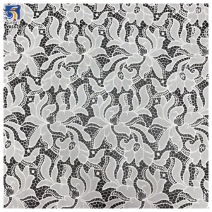 YX553 High Quality Width 130cm Milk Silk Net Lace Embroidered Fabric White 100 Polyester Laser Embroidery Fabric - 100%...