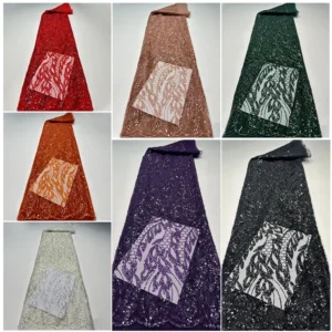 YX562 Gorgeous French Lace Fabric for Wedding Dress Fabric Multicolor Sequin Bead Embroidery Tulle French Lace Fabric - 100%...