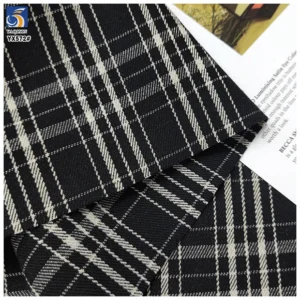 YX572 Blue Black Polyester Cotton Blend Yarn-Dyed Denim Fabric 230gsm Thick Denim Plaid Checked Fabric for Jackets...