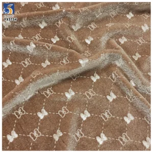 YX575 China Factory Custom Embossed Velvet Sofa Upholstery Fabric Butterfly Jacquard 3D Embossed Velvet Fabric - 100%...