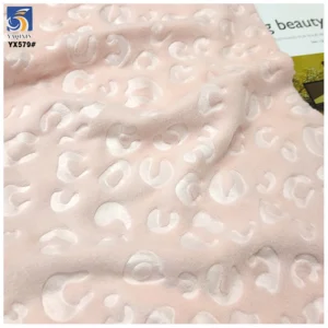 YX579 Hot-Selling Light Pink 3D Jacquard Embossed Velvet Leopard Fabric Leopard Velvet Stretch Fabric for Dress - 100%...