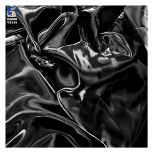 YX581-3 Black Premium Flowing Metallic Sheen Wedding Dress Organza - Silk Liquid Fabric for Bridal Accessories & Designer...
