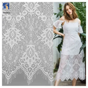 YX585 High Quality Soft Lace 100 Nylon Mesh Fabric for 2025 Fashion Dresses Eyelash Lace Fabric - 100% Nylon, 280 gsm, 150...