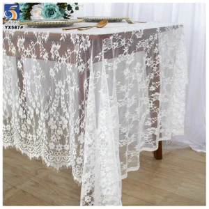 YX587 Sexy Style Black Floral Eyelash Lace Fabric 2025 100% Nylon Eyelash Lace Fabric for Skirt Tablecloth - 100% Nylon, 260...