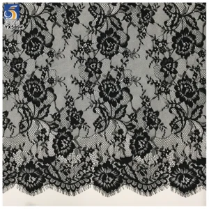 YX589 Best Selling Cheap African and French Eyelash Lace Fabric Wedding Mesh Eyelash Lace Fabric - 100% Polyester, 120 gsm...