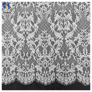 YX590 OEM Custom New Design Fashion London Paris Catwalk French Eyelash Lace Fabric for Women Dresses - 100% Polyester, 260...