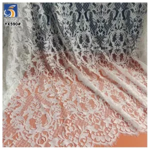 YX590 OEM Custom New Design Fashion London Paris Catwalk French Eyelash Lace Fabric for Women Dresses - 100% Polyester, 260...