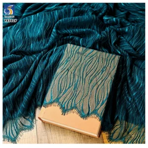 YX592 Latest Design Trends Eyelash Lace Fabric Multi-Color Custom Woman Wedding Dress Lace Veil Eyelash Lace Fabric - 100%...