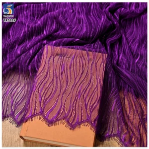 YX592 Latest Design Trends Eyelash Lace Fabric Multi-Color Custom Woman Wedding Dress Lace Veil Eyelash Lace Fabric - 100%...