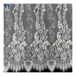 YX595 Hottest Sales Ladies Casual Tops Lace Fabric Black Embroidery French Floral Mesh Eyelash Lace Fabrics - 100%...