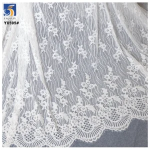 YX595 Hottest Sales Ladies Casual Tops Lace Fabric Black Embroidery French Floral Mesh Eyelash Lace Fabrics - 100%...