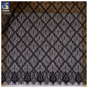 YX595 Hottest Sales Ladies Casual Tops Lace Fabric Black Embroidery French Floral Mesh Eyelash Lace Fabrics - 100%...