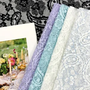 YX599 Hot Selling Popular White Mesh Chantilly Lace Fabric French Polyester Florals Bridal Soft Chantilly Lace Fabric - 100%...