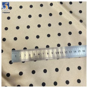 YX604 Factory 170gsm Thickened Polka Dot Digital Print Satin Fabric for Dress Dot 0.8CM Small Black Dot Satin Fabric - 100%...