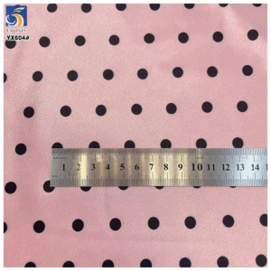 YX604 Factory 170gsm Thickened Polka Dot Digital Print Satin Fabric for Dress Dot 0.8CM Small Black Dot Satin Fabric - 100%...