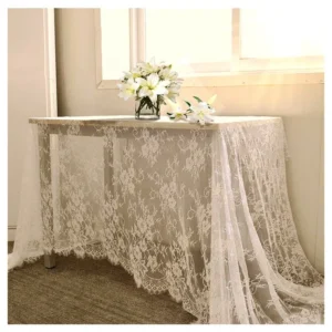 YX6042-2 Personalized Wholesale Price Polyester Lace Fabric No Stretch White Chantilly Eyelash Lace Fabric - 100% Polyester...