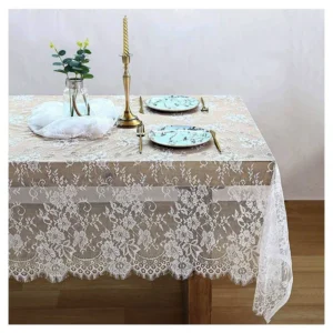 YX6042-2 Personalized Wholesale Price Polyester Lace Fabric No Stretch White Chantilly Eyelash Lace Fabric - 100% Polyester...