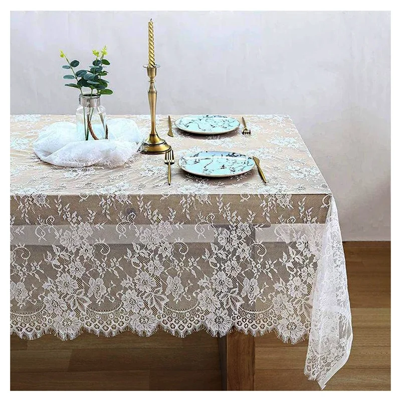 YX6042-2 Personalized Wholesale Price Polyester Lace Fabric No Stretch White Chantilly Eyelash Lace Fabric - 100% Polyester...