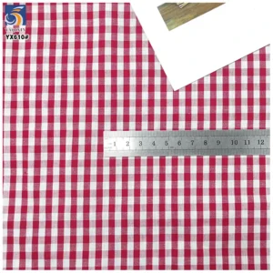 YX610 New Fashion 105gsm 5MM Red Plaid Yarn-Dyed Fabrics 100% Cotton Checkered Plaid Fabric for Shirt - 100% Cotton, 105...