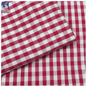 YX610 New Fashion 105gsm 5MM Red Plaid Yarn-Dyed Fabrics 100% Cotton Checkered Plaid Fabric for Shirt - 100% Cotton, 105...