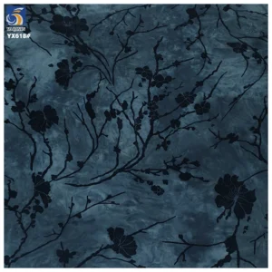 YX618 Chinese Retro Plum Blossom Flocked Burnt Flower Fabric 95 Polyester 5 Spandex Black Flock Knitted Stretch Fabric...